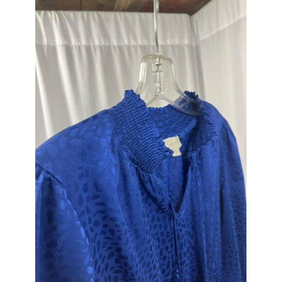 Blue Cheetah Chenault Womens Mock Neck Dress Sz Small Long Sleeve Cinched Waist - Picture 6 of 7
